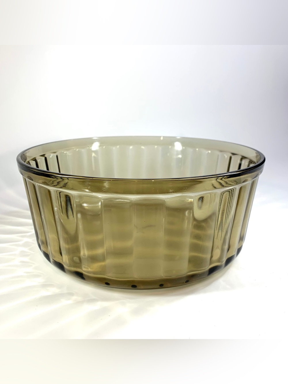 Vintage 1970’s Arcopal France Smokey glass truffle bowl